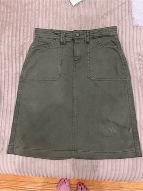 Gerard Darel Paris Olive Green khaki Utility A-Line Skirt Size 38